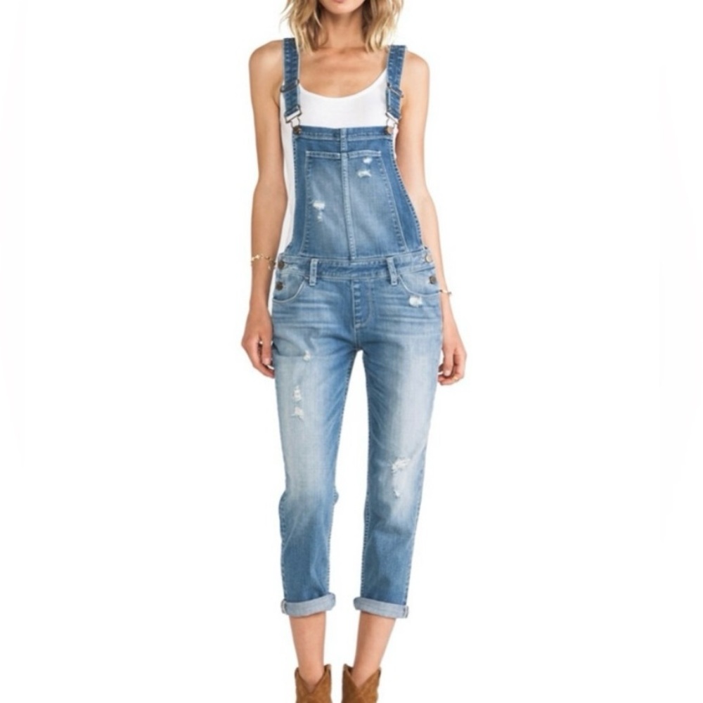 PAIGE Blue Denim Overalls Relaxed Fit